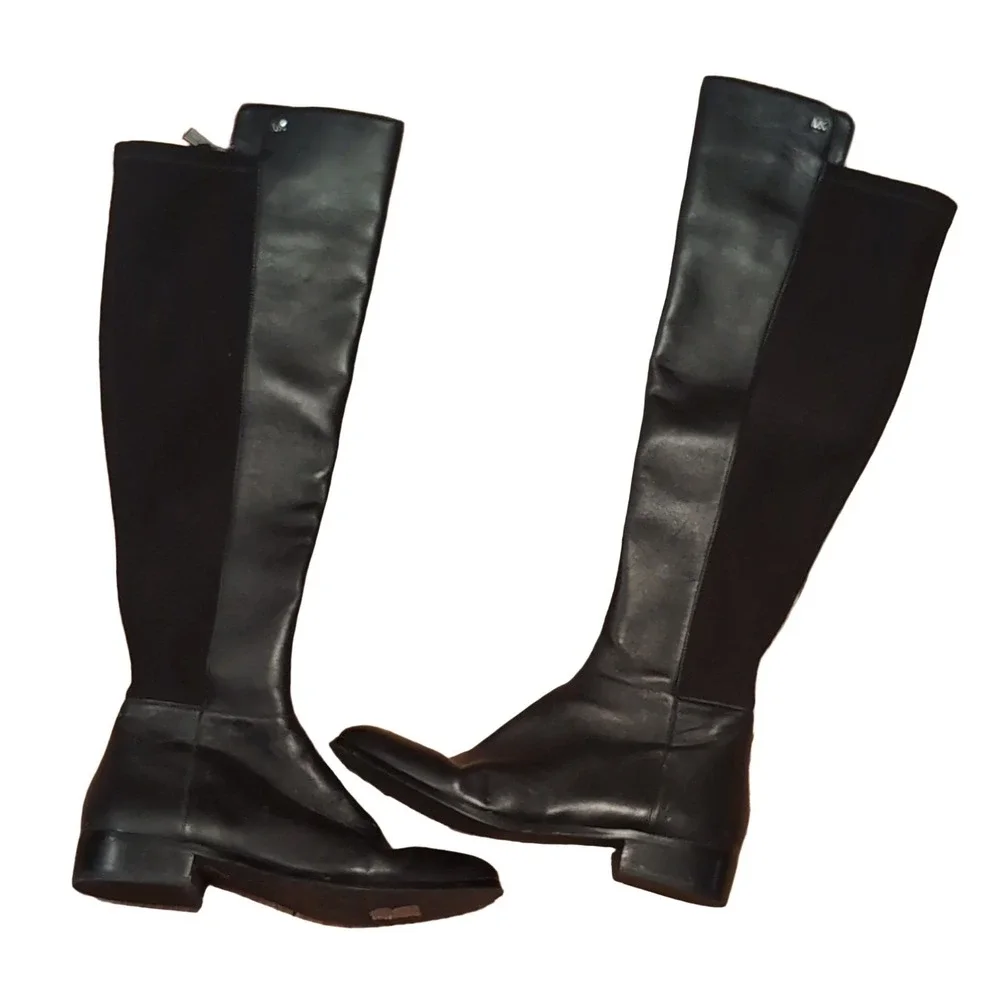 Michael Kors Bromley Over The Knee Riding Boots Black Women's 7.5M Leather Zip